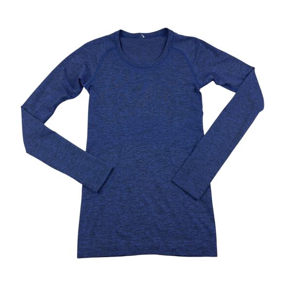 Lululemon Swiftly Tech Long Sleeve Crew Black Sapphire Blue Women's Size 4 - Picture 1 of 7